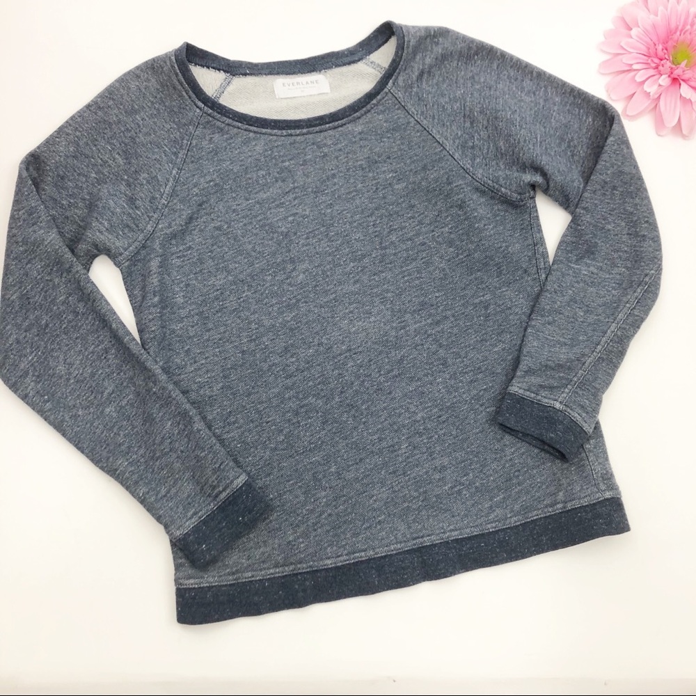 Everlane The Crew Sweatshirt: Marled Navy Blue - Picture 8 of 12